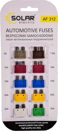 Предохранитель автомобильный Solar af312 FT midi (normal) 25A 5A 20A 15A 10A 30A 7,5A 10 шт.