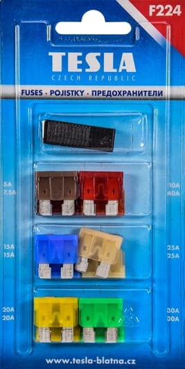 Набор предохранителей с экстрактором Tesla f224 FT midi (normal) 12 шт.