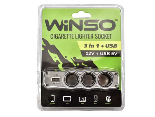 USB-перехідник на прикурювач Winso 3 в 1 + USB 200130