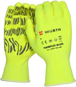 Перчатки рабочие Würth TigerFlex Hi-Lite трикотажные с нитриловым покрытием желтые