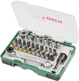 Набор бит и торцевых головок с держателем и трещоткой Bosch 2607017160 24 шт.