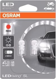 Автолампа Osram LEDriving W5W W2,1x9,5d 1 W червона 2825DRP02B
