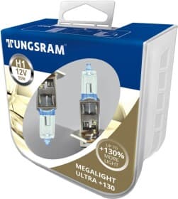 Автолампа Tungsram Megalight Ultra +130 H1 P14,5s 55 W прозоро-блакитна 50310XNU2PL