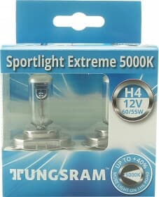 Автолампа Tungsram Sportlight Extreme H4 P43t 55 W 60 W прозрачно-голубая 50440SUP2D