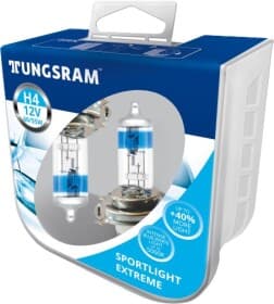 Автолампа Tungsram Sportlight Extreme H4 P43t 55 W 60 W прозрачно-голубая 50440SUP2PL
