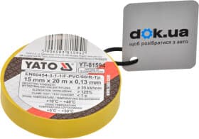 Изолента Yato yt81594 желтая ПВХ 15 мм х 20 м