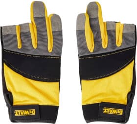 Перчатки рабочие DeWALT (частично открыты) неопреновые с кожаными вставками желтые