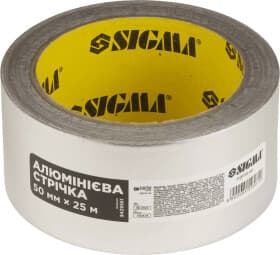 Металлизированный скотч Sigma 8429561 на алюминиево-силиконовой основе 50 мм x 25 м