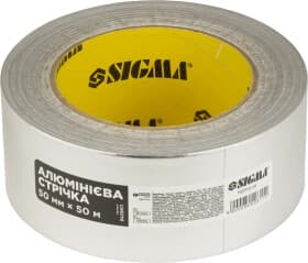 Металлизированный скотч Sigma 8429611 на алюминиево-силиконовой основе 50 мм x 50 м