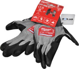 Рукавички робочі Milwaukee Hi-Dex Cut B синтетичні з поліуретановим покриттям сірі
