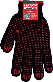 Перчатки рабочие Maxion хб + полиэстер с точками ПВХ черные