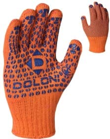 Перчатки рабочие Doloni Стандарт Плюс хб с точками ПВХ оранжевые