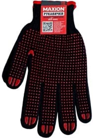 Перчатки рабочие Maxion хб + полиэстер с точками ПВХ черные