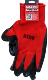 Перчатки рабочие Maxion полиэстеровые с нитриловым покрытием красные