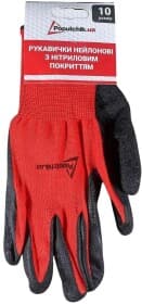 Рукавички робочі Poputchik нейлонові з нітрилові покриттям червоні