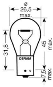 Автолампа Osram Diadem Chrome PY21W BAU15s 21 W оранжевая 7507DC-02B