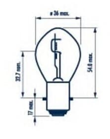 Автолампа Narva Standard S2 BA20d 35 W прозора 49531