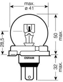 Автолампа Osram Super Bright R2 P45t 80 W 100 W прозора 64203