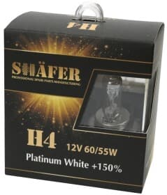 Автолампа Shafer Platinum White +150% H4 P43t 55 W 60 W прозрачная SL3004P