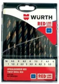 Набор сверл Würth спиральных по металлу Red Line 06247001 1-10 мм 19 шт.