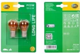 Автолампа Behr Hella Lifetime Long Life PY21W BAU15s 21 W желтая 8GA006841133