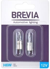 Автолампа Brevia H6W BA9s 6 W прозора 12332B2