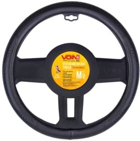 Чехол на руль Voin VLOD-L2171 кожа с перфорацией с 1 швом и прямым узором цвет черный
