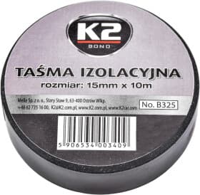 Изолента K2 B325 черная ПВХ 15 мм x 10 м