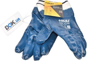 Краги Sigma трикотажные с нитриловым покрытием белые