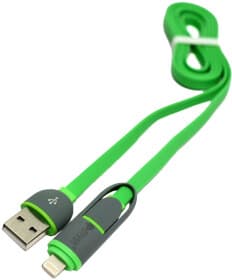 Кабель 2 в 1 PowerPlant KD00AS1291 USB - Apple Lighting - Micro USB 1 м