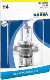 Автолампа Narva Range Power Blue+ H4 P43t-38 55 W 60 W прозрачно-голубая 486774000