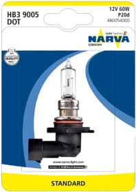 Автолампа Narva Standard HB3 P20d 60 W прозрачная 480051b