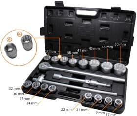 Набор торцевых головок и комплектующих WMC Tools 6201B 3/4" (21 пр.)