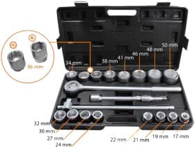 Набор торцевых головок и комплектующих WMC Tools 6201B-5 3/4" (21 пр.)