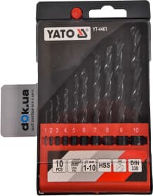 Набір свердл Yato спіральних по металу YT-4461 1-10 мм 10 шт.