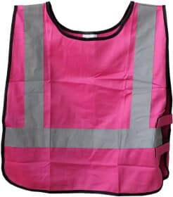 Жилет світловідбивний Sapfire рожевий дитячий з вертикальними та горизонтальними смугами