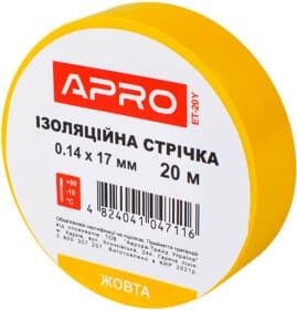 Изолента Apro ET20Y желтый ПВХ 17 мм х 20 м