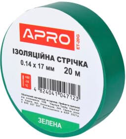 Изолента Apro ET20G зеленый ПВХ 17 мм x 20 м