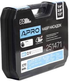 Набор бит и торцевых головок с держателем и трещоткой Apro 251471 49 шт.