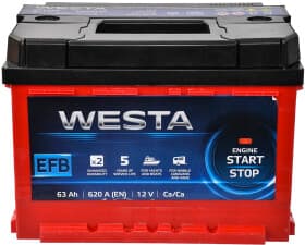 Аккумулятор Westa 6 CT-63-R EFB Start Stop WEFB630