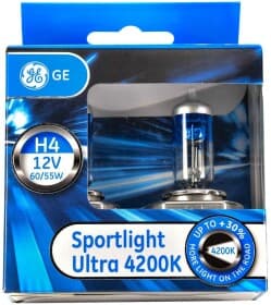 Автолампа General Electric Sportlight Ultra H4 P43t 55 W 60 W прозрачно-голубая 50440sbu2d Автолампа General Electric Sportlight Ultra H4 P43t 55 W 60 W прозрачно-голубая 50440sbu2d