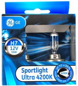 Автолампа General Electric Sportlight Ultra H7 PX26d 55 W прозрачно-голубая 58520sbu2d Автолампа General Electric Sportlight Ultra H7 PX26d 55 W прозрачно-голубая 58520sbu2d