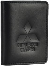 Обкладинка для прав і техпаспорта Poputchik 5164-036 з логотипом Mitsubishi колір чорний