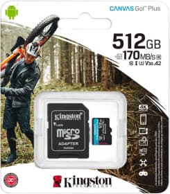 Карта памяти Kingston Canvas Go! Plus microSDXC 512 ГБ с SD-адаптером