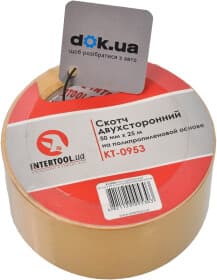 Двухсторонний скотч Intertool kt0953 на полипропиленовой основе 50 мм x 25 м