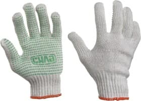 Перчатки рабочие Сила хб с точками ПВХ белые с зеленым