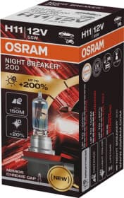 Автолампа Osram Night Breaker 200 H11 PGJ19-2 55 W прозоро-блакитна 64211NB200