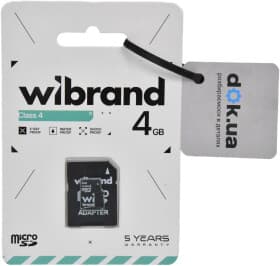 Карта памяти Wibrand microSDHC 4 ГБ с SD-адаптером