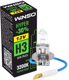 Автолампа Winso Hyper +30% H3 PK22s 55 W прозора 712300