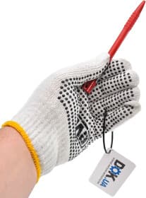 Перчатки рабочие Сила хб с точками ПВХ белые с черным